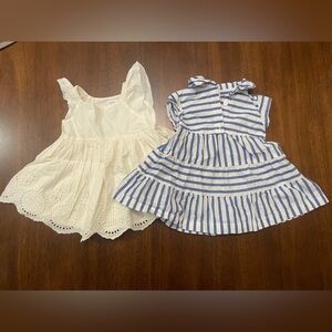 Baby Gap Girl 3-6 Months Eyelet White & Blue Stripe Dress